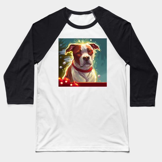 Cute American Staffordshire Terrier Drawing Baseball T-Shirt by Play Zoo